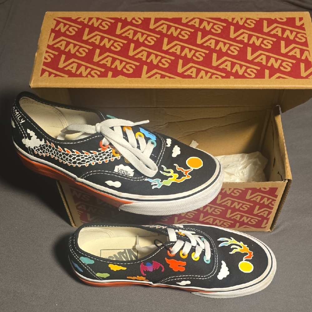 Vans Black Canvas Sneakers with Colorful Design